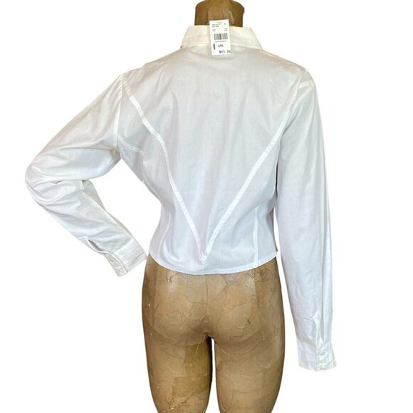 NWT Adobe Rose White Button-Down Lace Overlay Top Sz L #102P - Picture 5 of 10